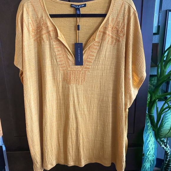 NWT gold plus size Cable & Guage Boho top - Picture 1 of 2